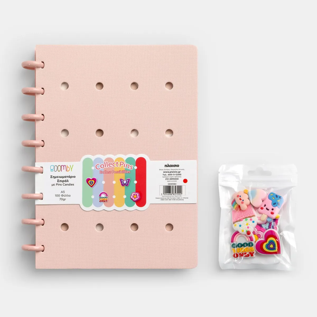 Goomby Σημειωματάριο Σπιράλ με Pins Candies Α5 100 Φύλλα