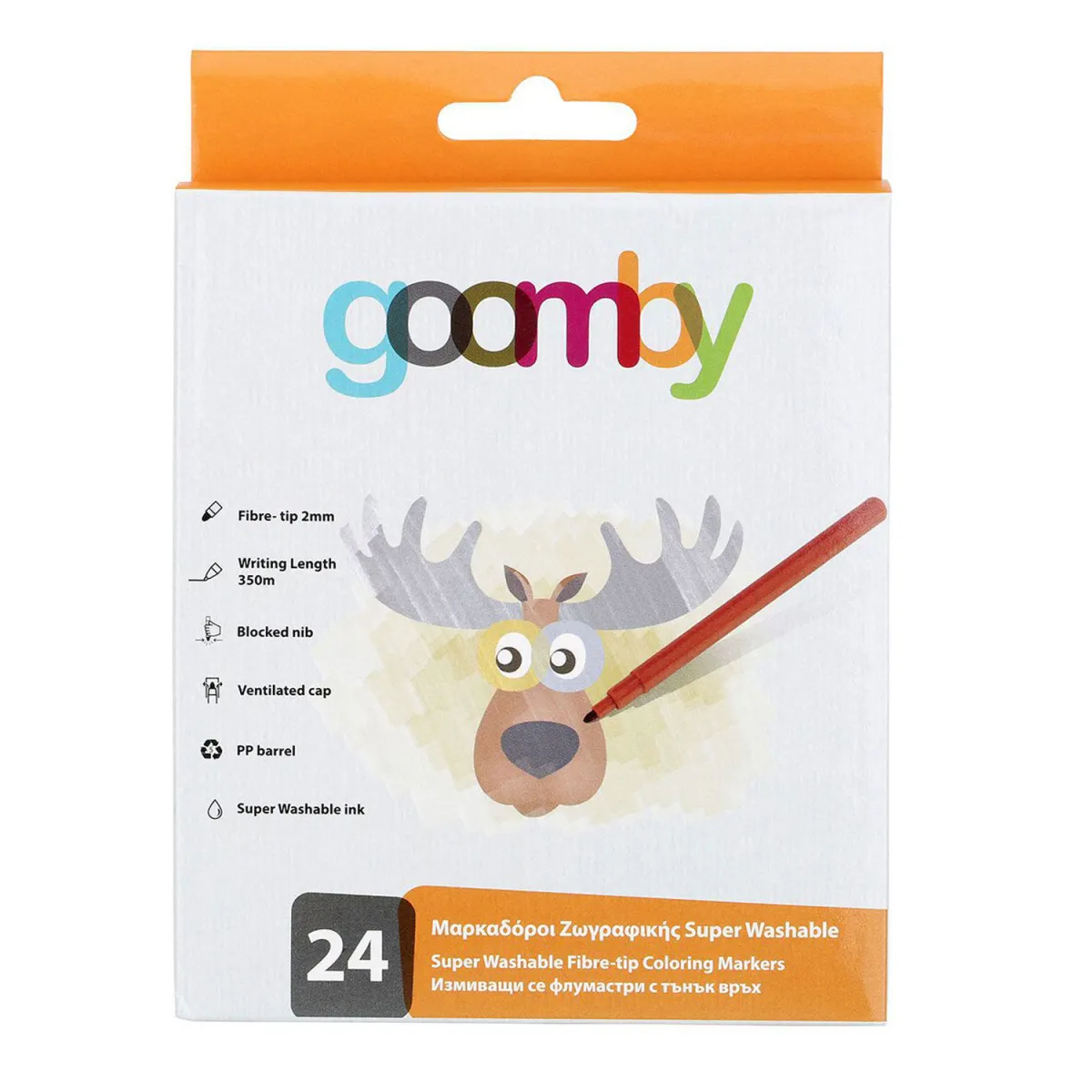 Goomby Μαρκαδόροι Ζωγραφικής Λεπτοί Washable 24τεμ.