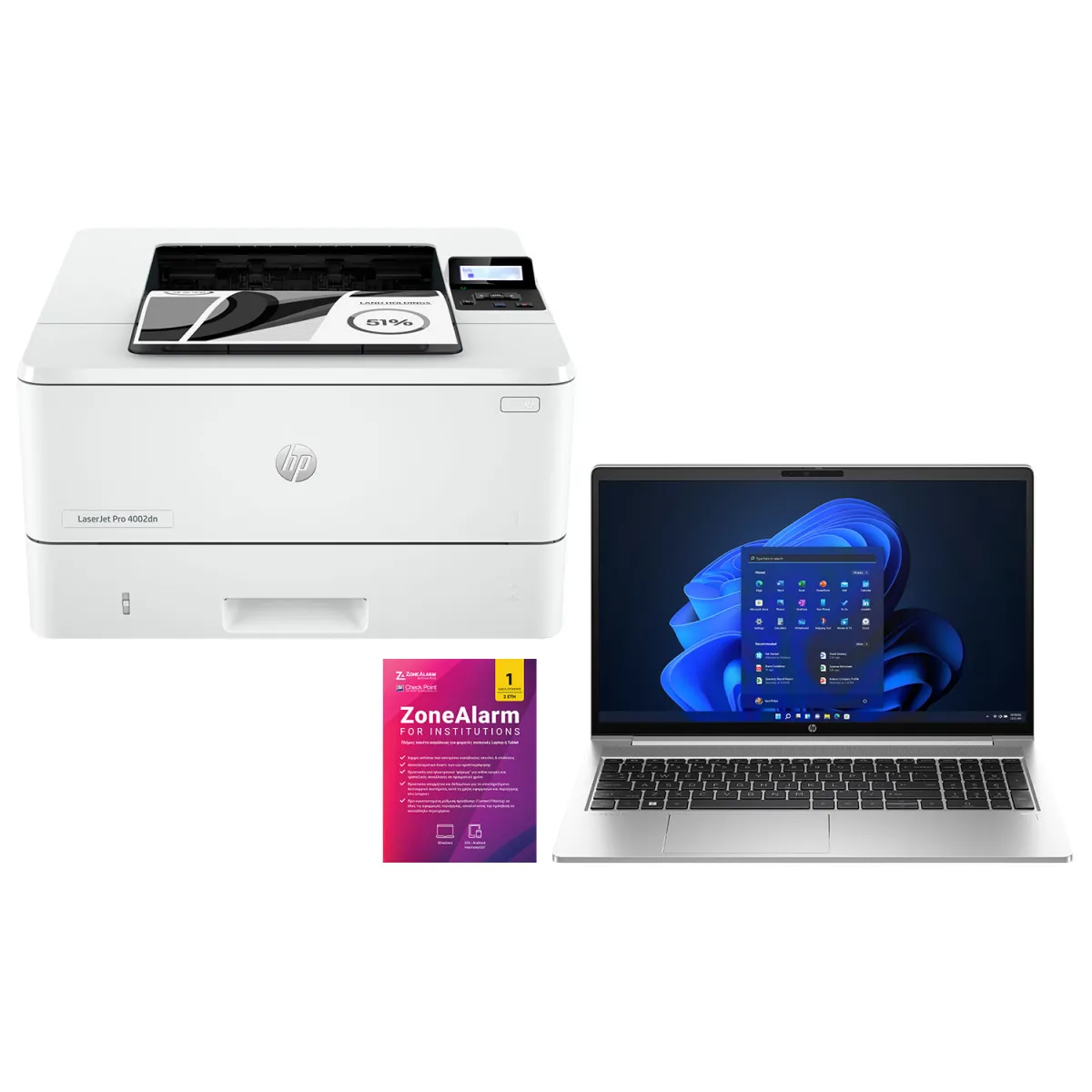 HP ProBook G10 + ZoneAlarm + LaserJet Pro 4002dn Laptop 15.6" IPS (Core i5 1334U/16 GB/512 GB/Iris X Graphics/