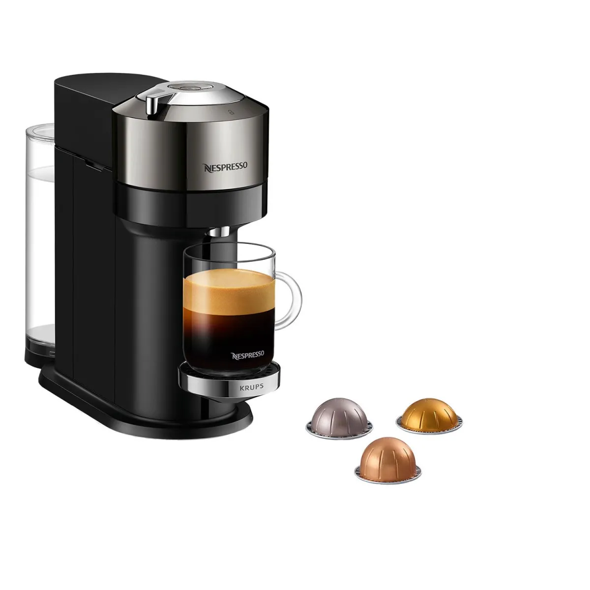 Krups Καφετιέρα Espresso Με κάψουλα XN910C Vertuo Deluxe Dark Chrome