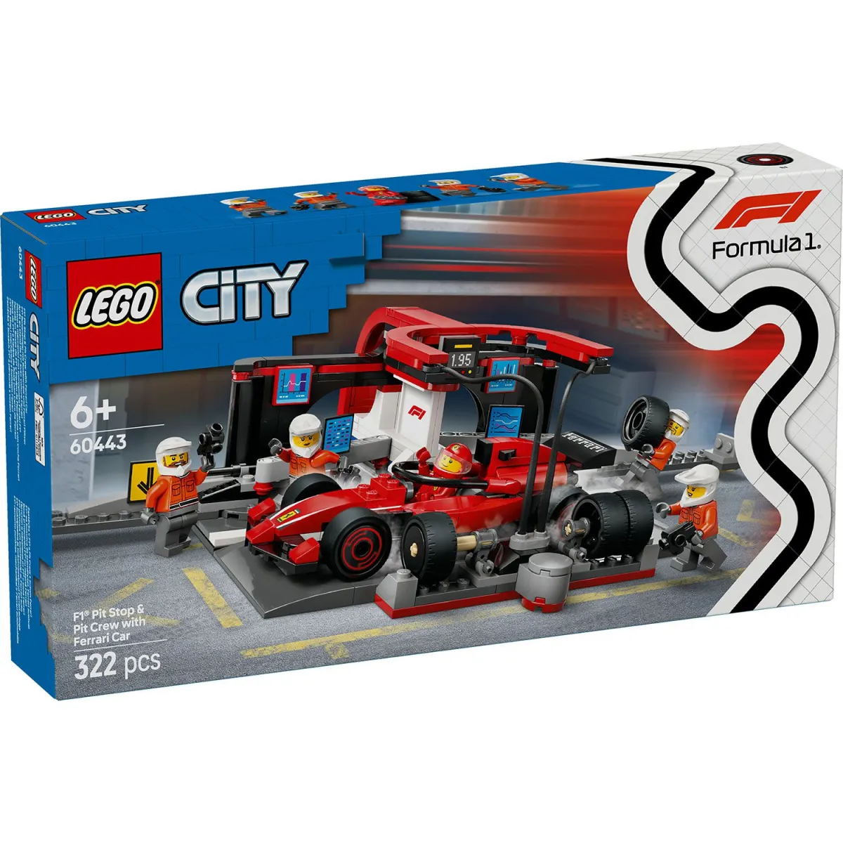 LEGO 60443 F1® Pit Stop & Pit Crew With Ferrari Car