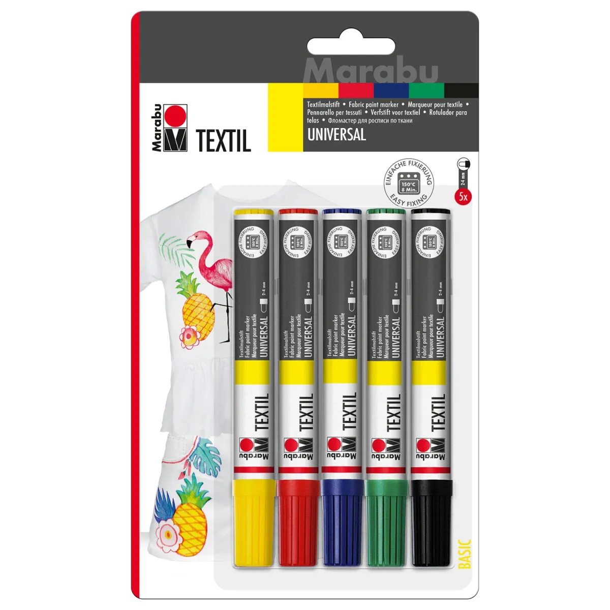 Marabu Μαρκαδόροι για Ύφασμα με στρογγυλή μύτη 2-4mm 5τεμ.