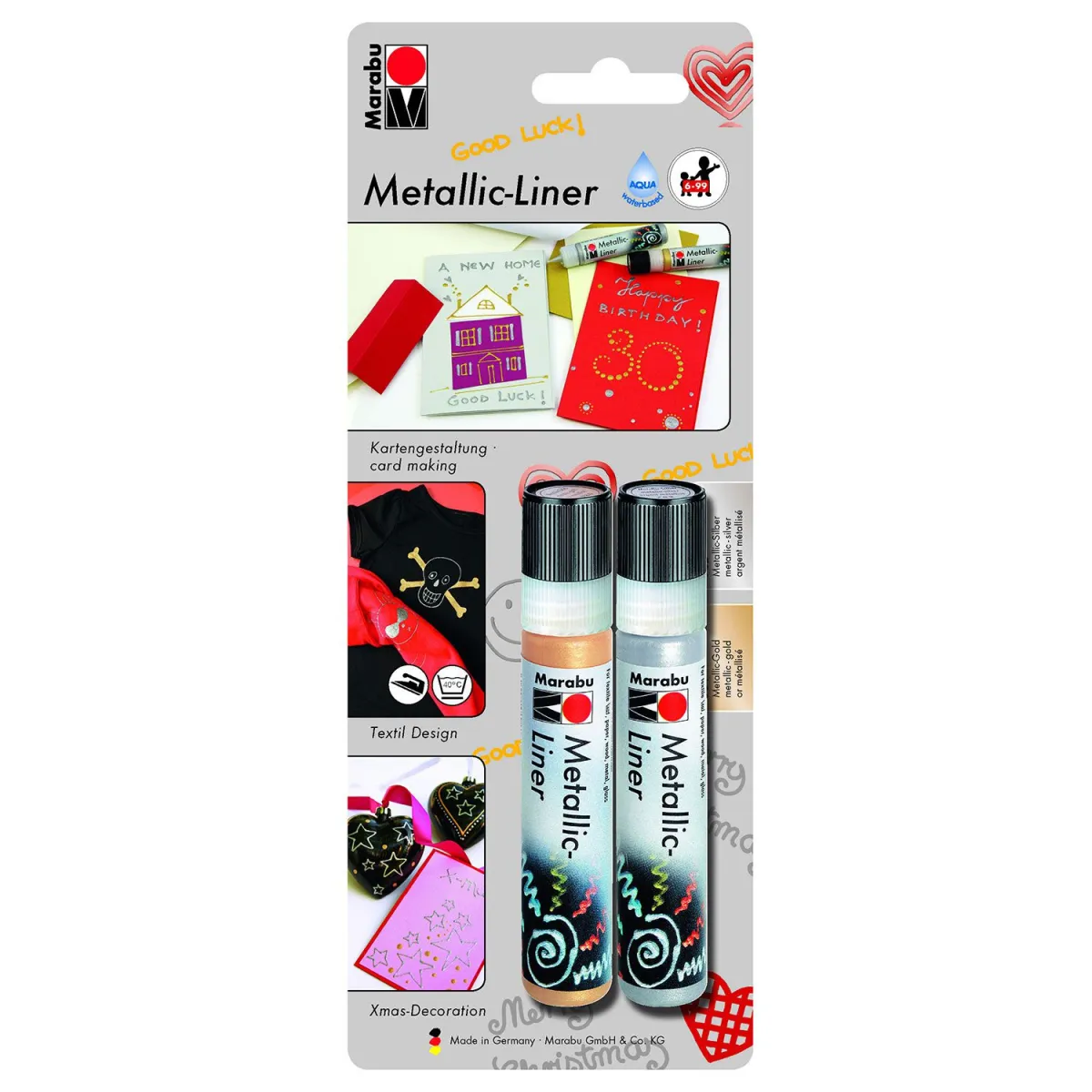 Marabu Metallic Liner Gold  & Silver 2x25ml