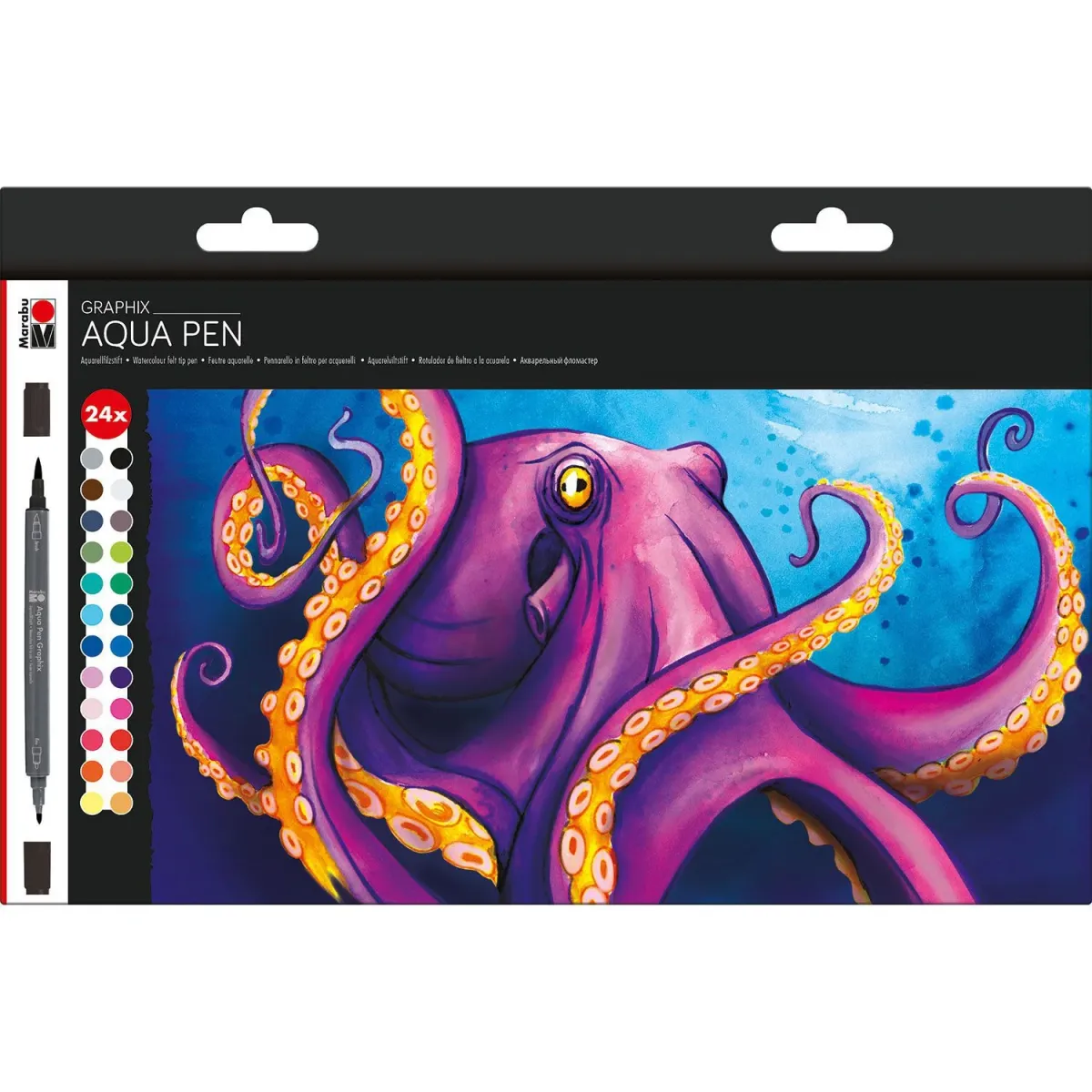Marabu Μαρκαδόροι Ζωγραφικής Νερού Octopy Graphix με διπλή μύτη Brush & Fine 24τεμ.