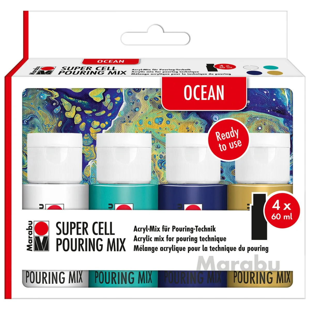 Marabu Ακρυλικά Χρώματα Pouring Mix Ocean 4x60ml