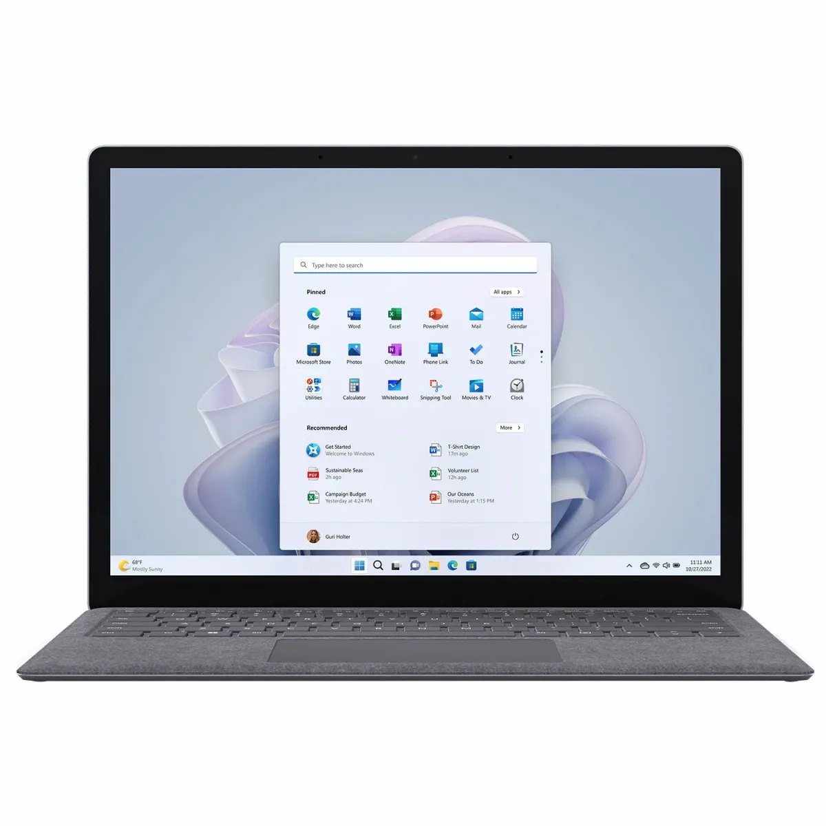 Microsoft Surface Laptop 5 13,5 Platinum Laptop 13.5" PixelSense Αφής (Core i5 1235U/8 GB/256 GB/Iris Xe Graphics/
