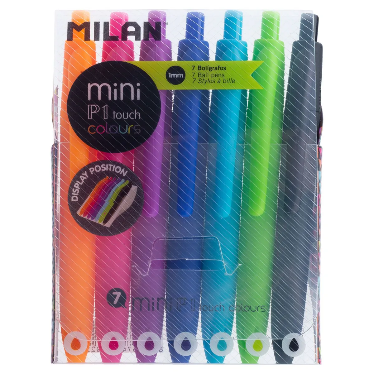 Milan Σετ Στυλό Διαρκείας Touch Colours Mini  Με Κλιπ & Πάχος Μύτης 0.7mm 7τμχ.