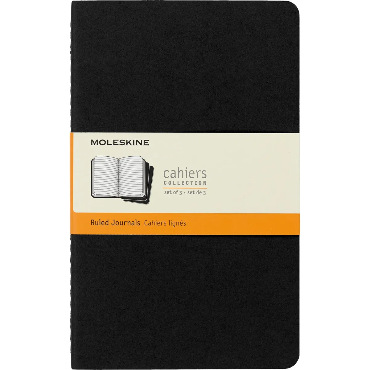 Moleskine Σημειωματάριο Ριγέ Large Μαύρο Σετ 3τμχ