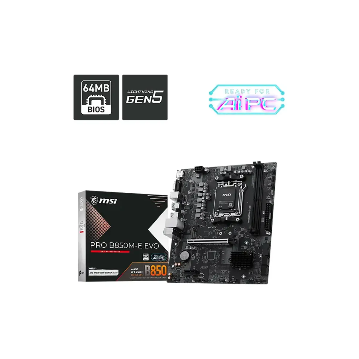MSI Motherboard B850M E EVO (Β850/AM5/DDR5)
