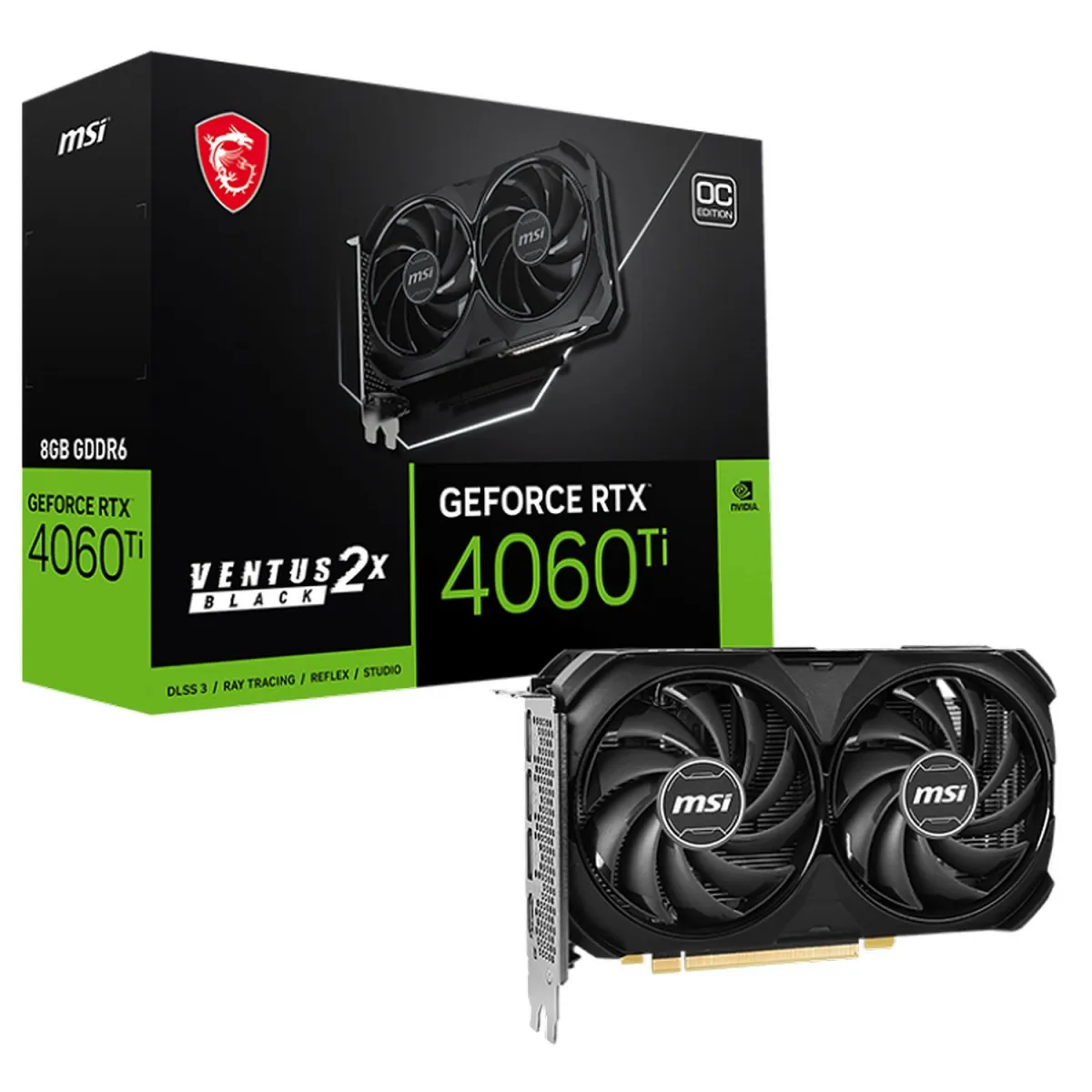 MSI VGA GeForce RTX 4060 Ti VENTUS 2X BLACK OC 8 GB