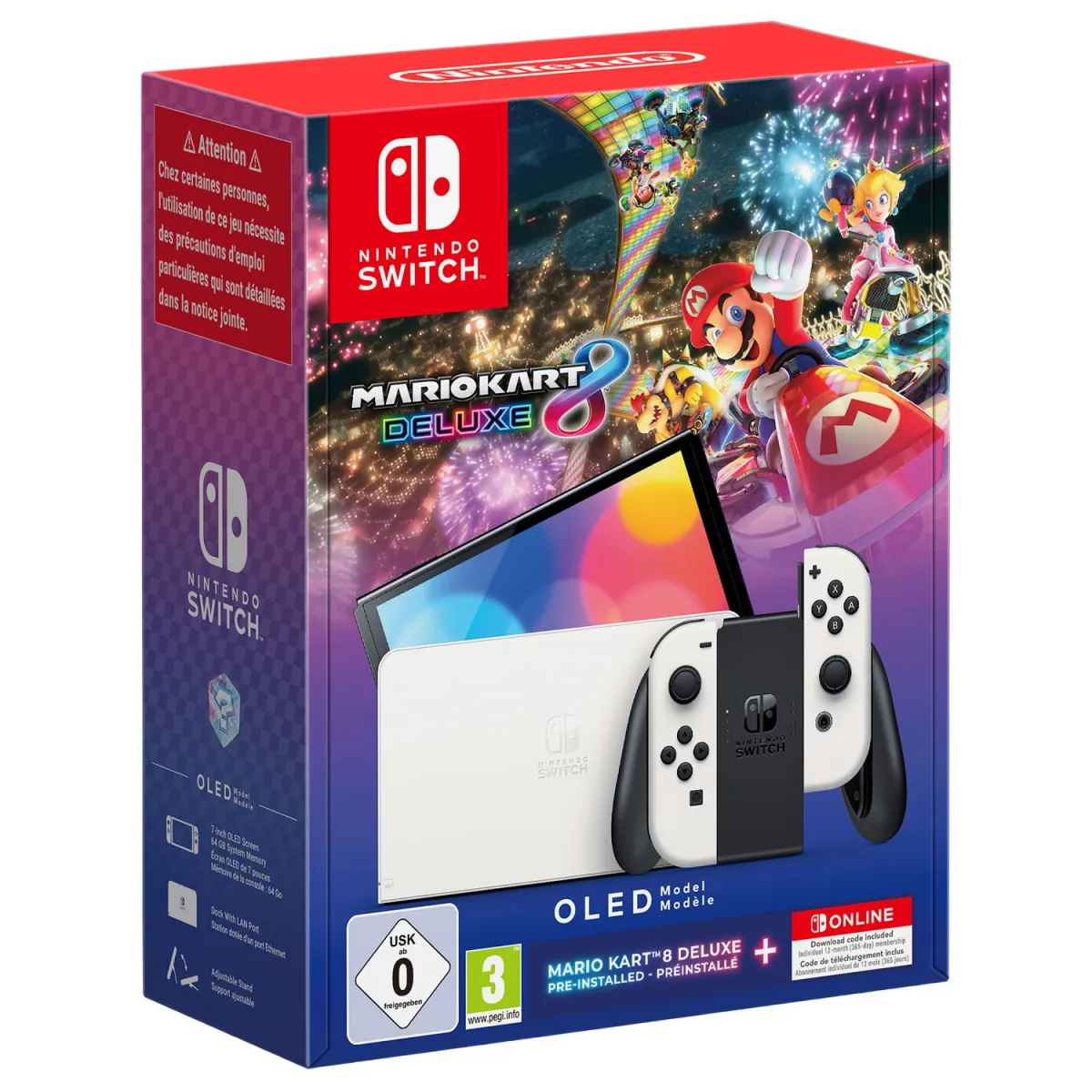 Nintendo Switch OLED White + Mario Kart 8 + 12 months NSO