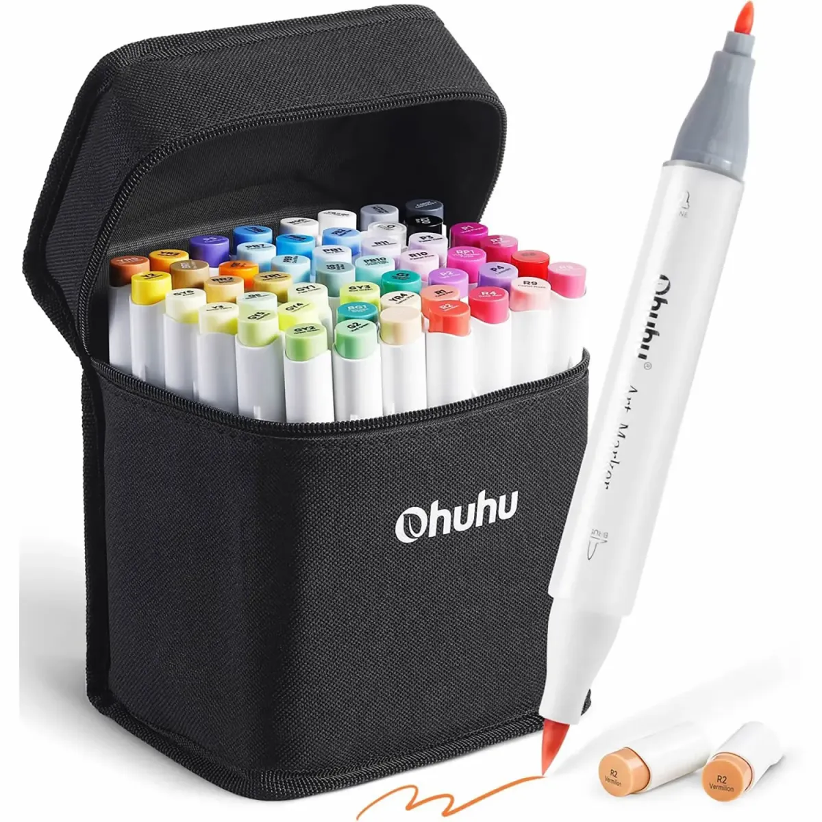 Ohuhu Μαρκαδόροι Ζωγραφικής Honolulu B με διπλή μύτη Brush & Fine 48τεμ & 1 Blender