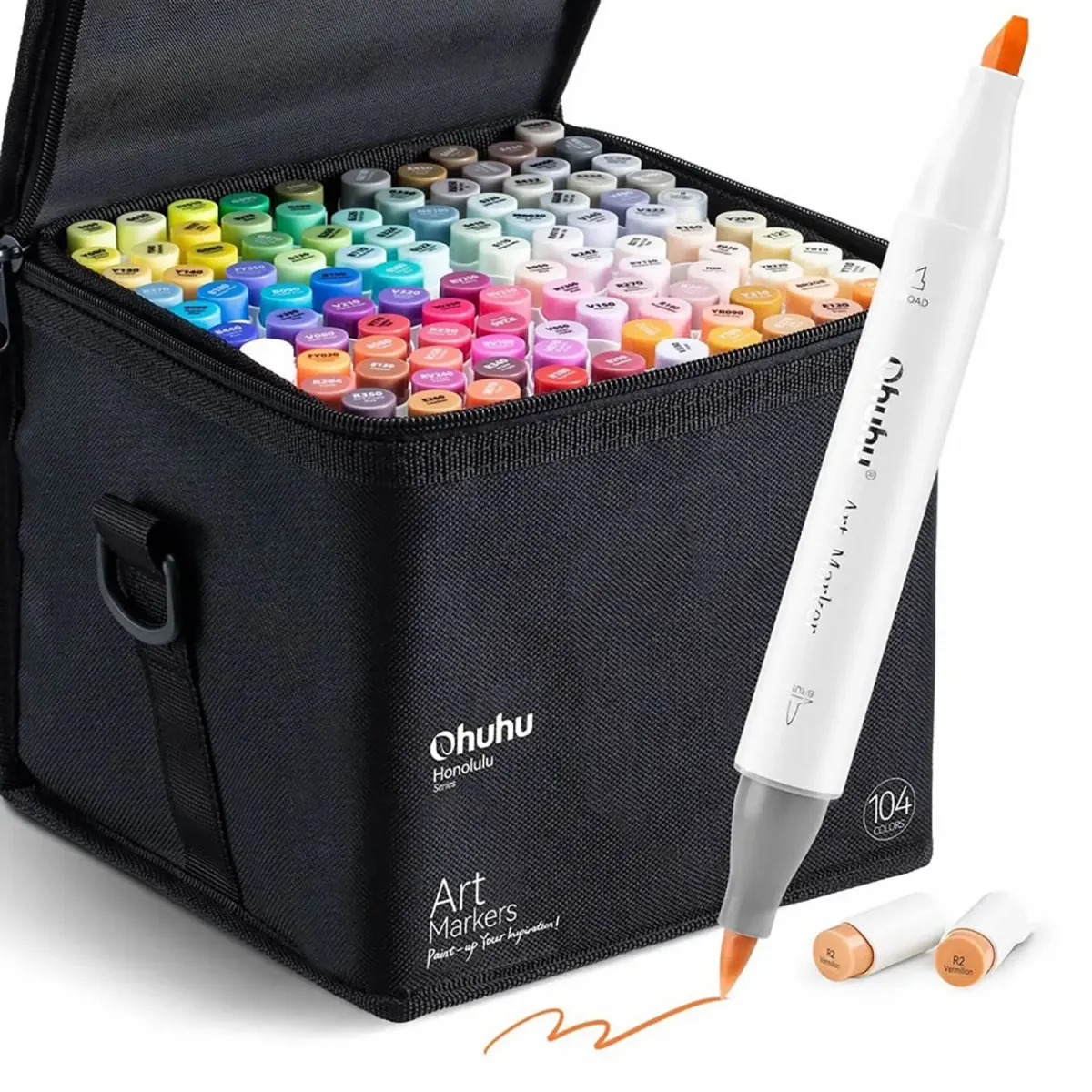 Ohuhu Μαρκαδόροι Ζωγραφικής Honolulu με διπλή μύτη Brush & Chisel 104τεμ & 1 Blender