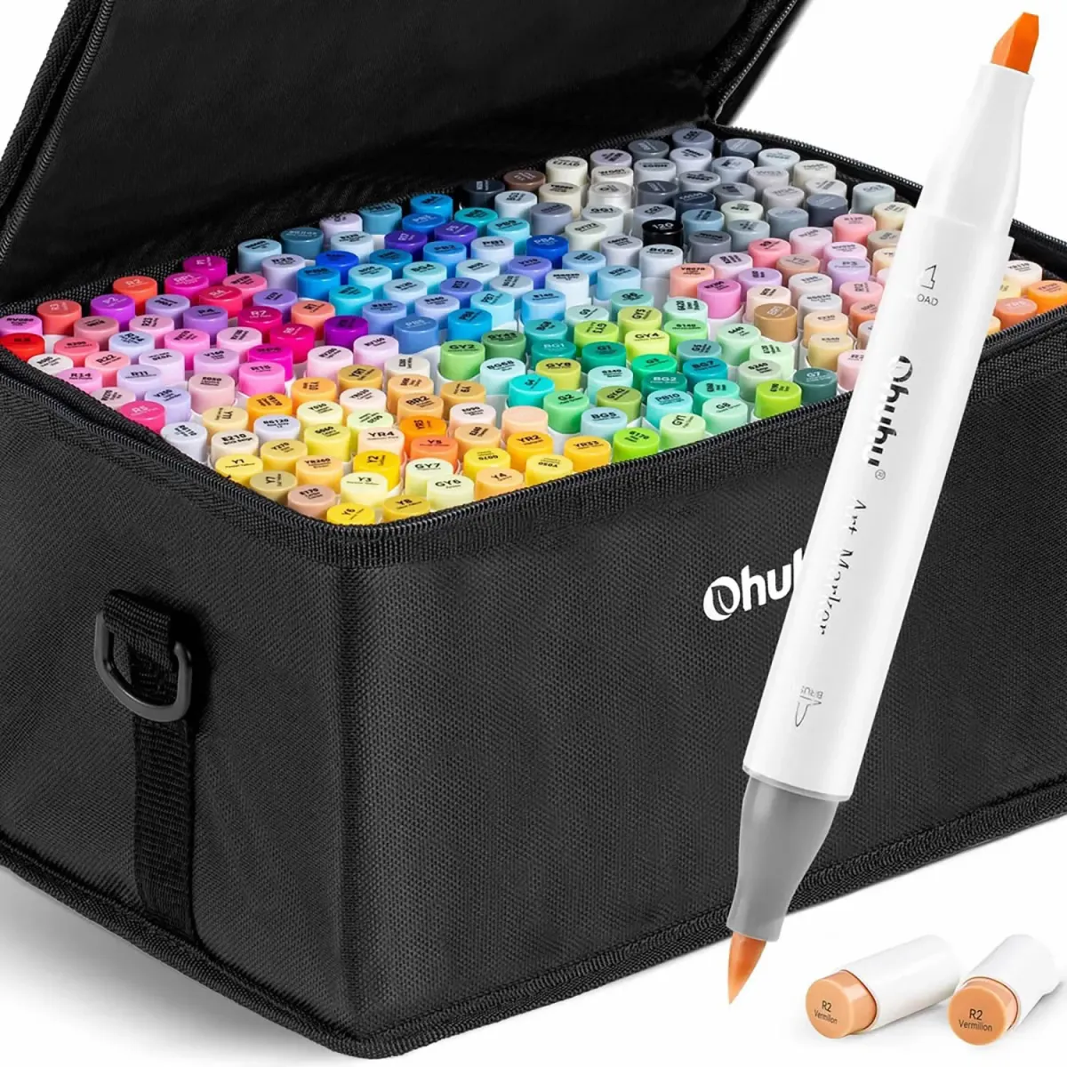 Ohuhu Μαρκαδόροι Ζωγραφικής Honolulu με διπλή μύτη Brush & Chisel 216 τεμ & 1 Blender