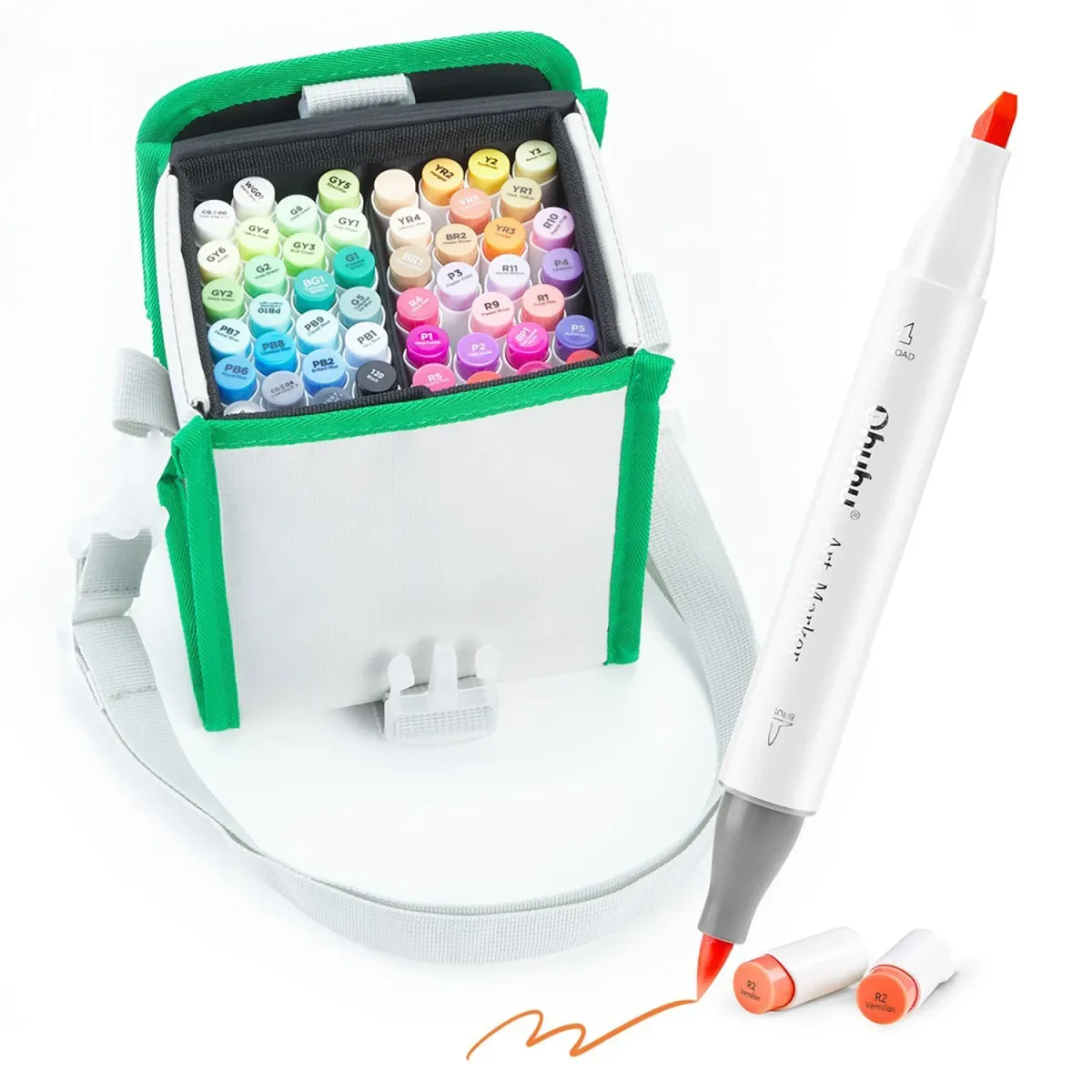 Ohuhu Μαρκαδόροι Ζωγραφικής Honolulu με διπλή μύτη Brush & Chisel 48 τεμ & 1 Blender