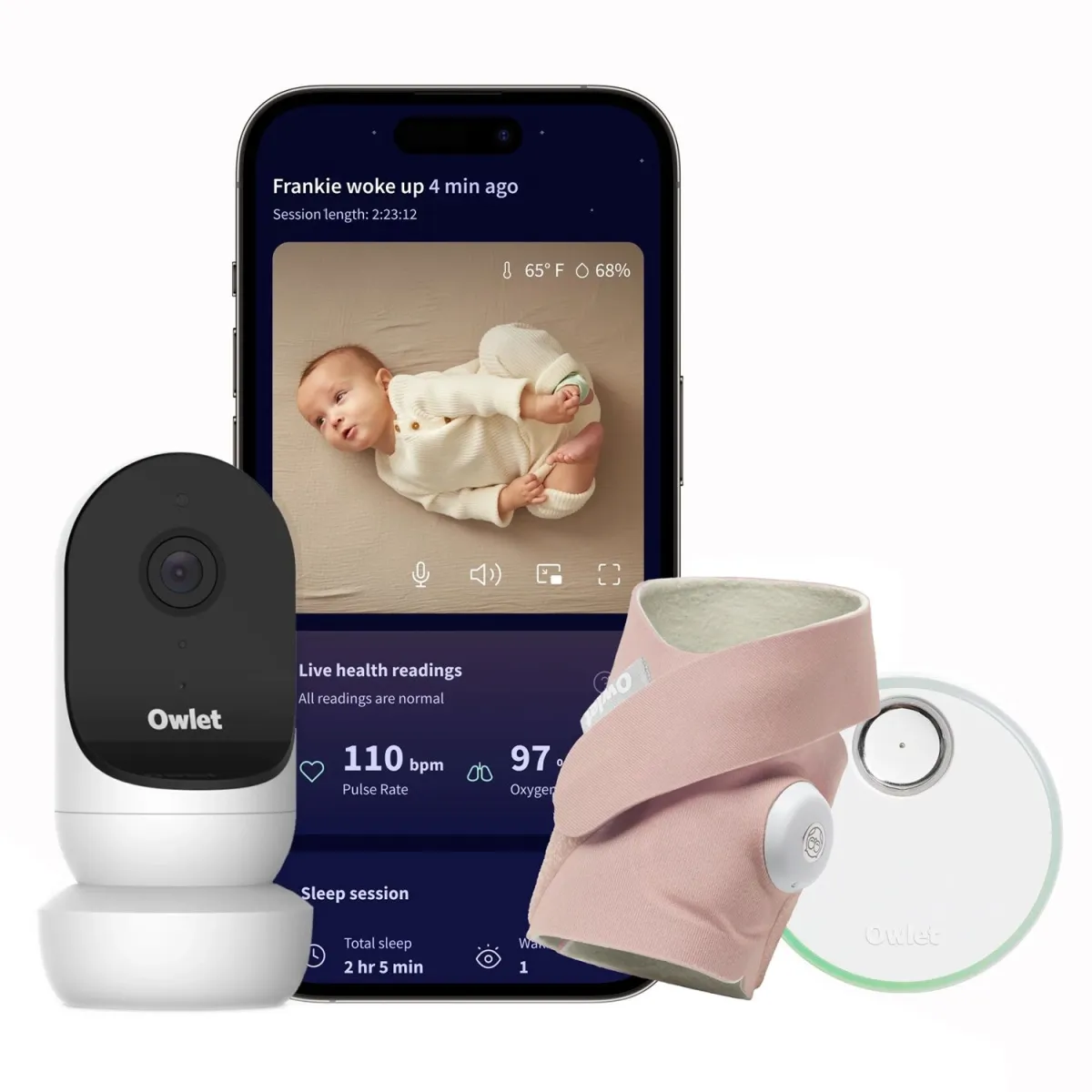 Owlet Baby Monitor Dream Sock Dusty Rose & Cam 2 Bundle