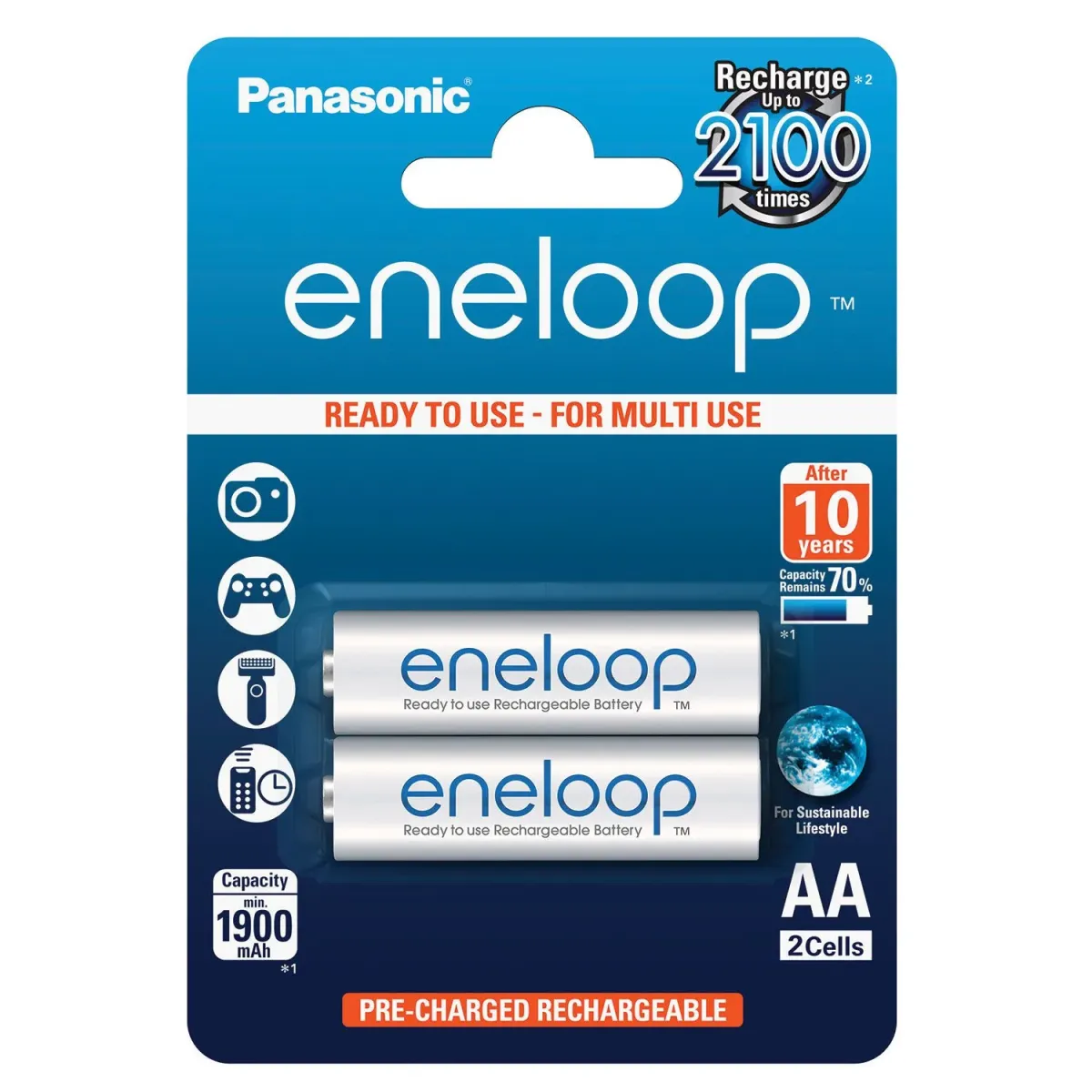 Panasonic Μπαταρίες Επαναφορτιζόμενες Eneloop AA 1900mAh (2 τεμ.)