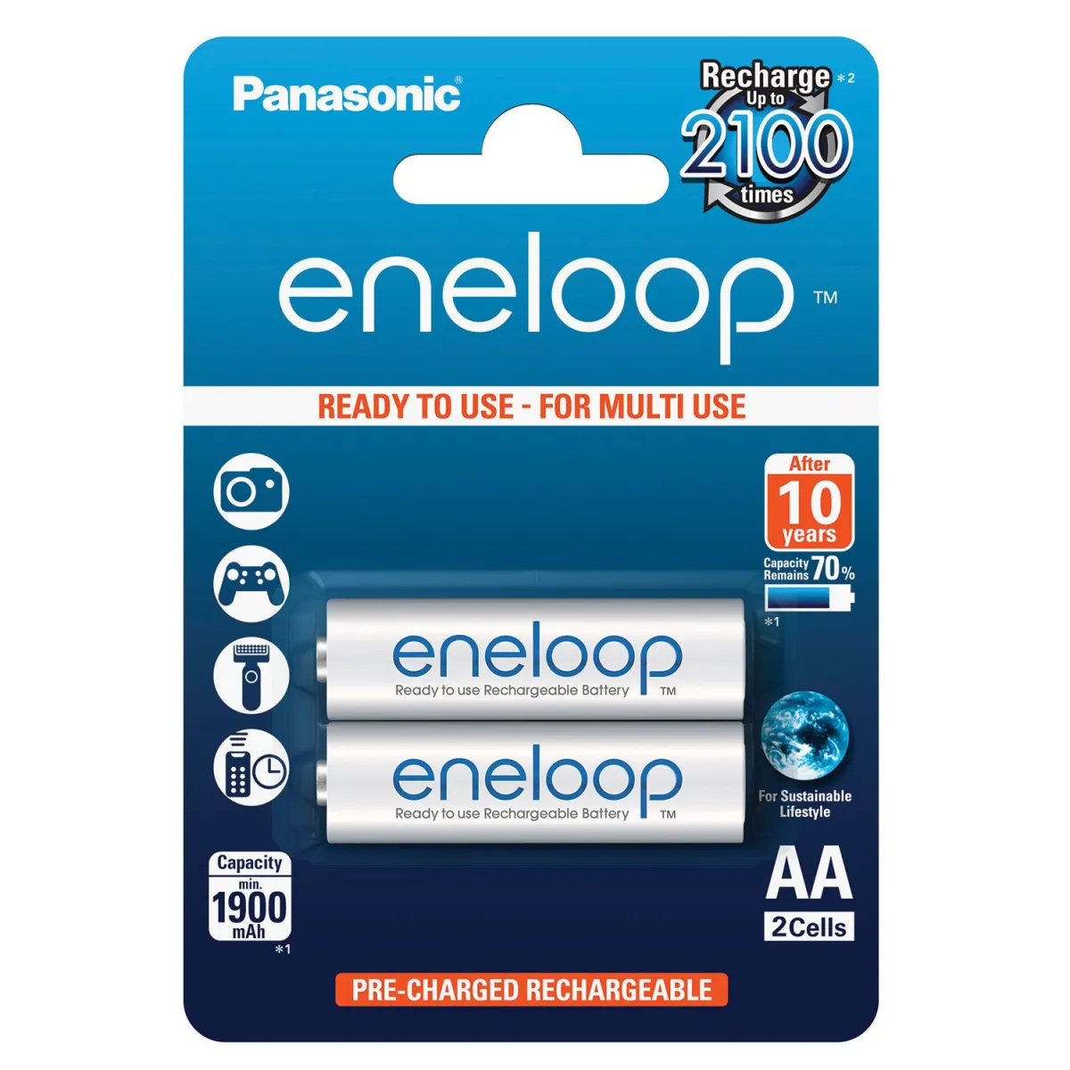 Panasonic Μπαταρίες Επαναφορτιζόμενες Eneloop AA 1900mAh (2 τεμ.)