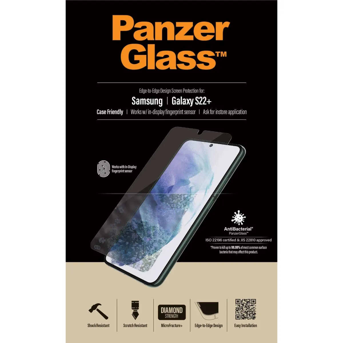 PanzerGlass Γυαλί 3 D για Samsung Galaxy S22+ Antibacterial