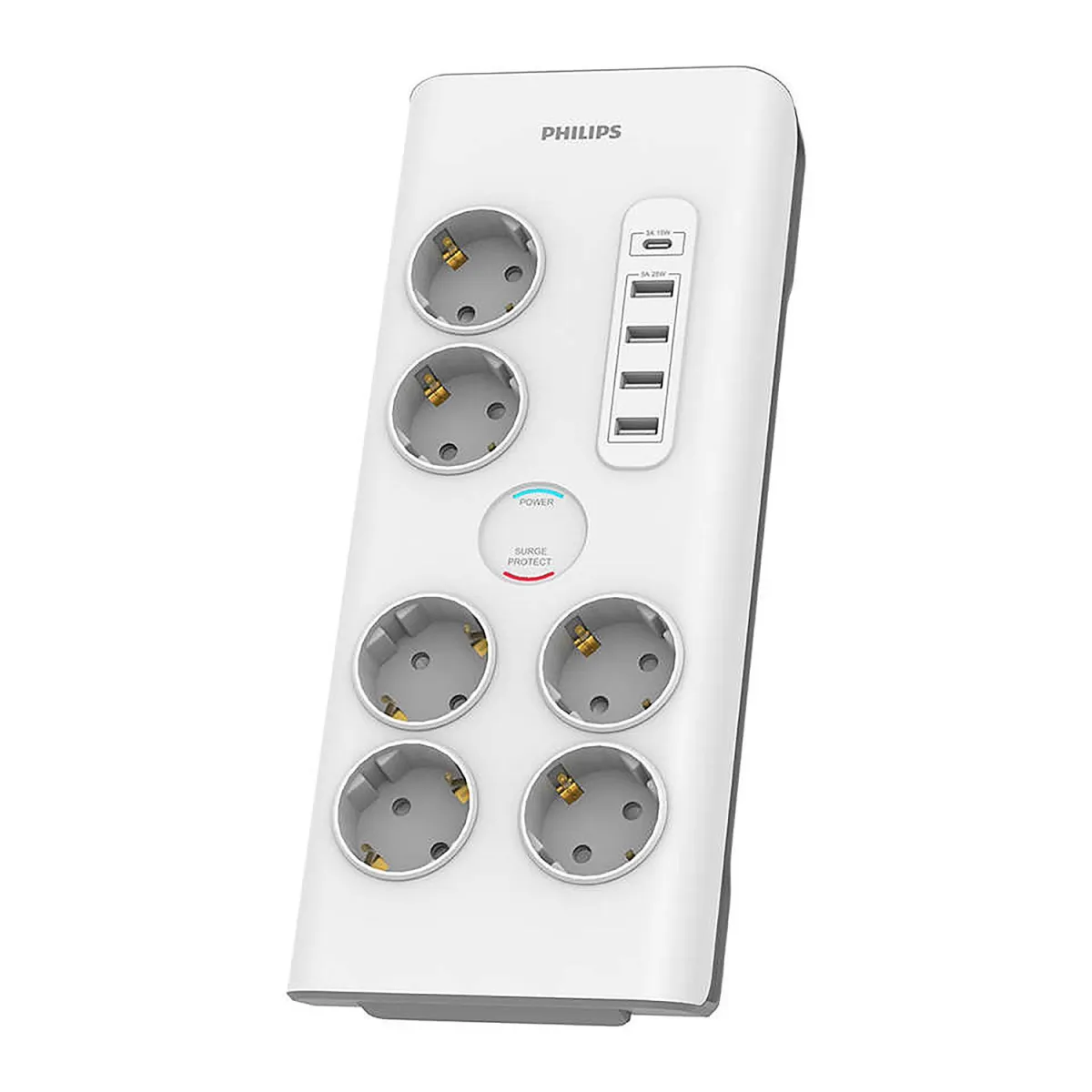 Philips Πολύπριζο Ασφαλείας 6 Θέσεων USB