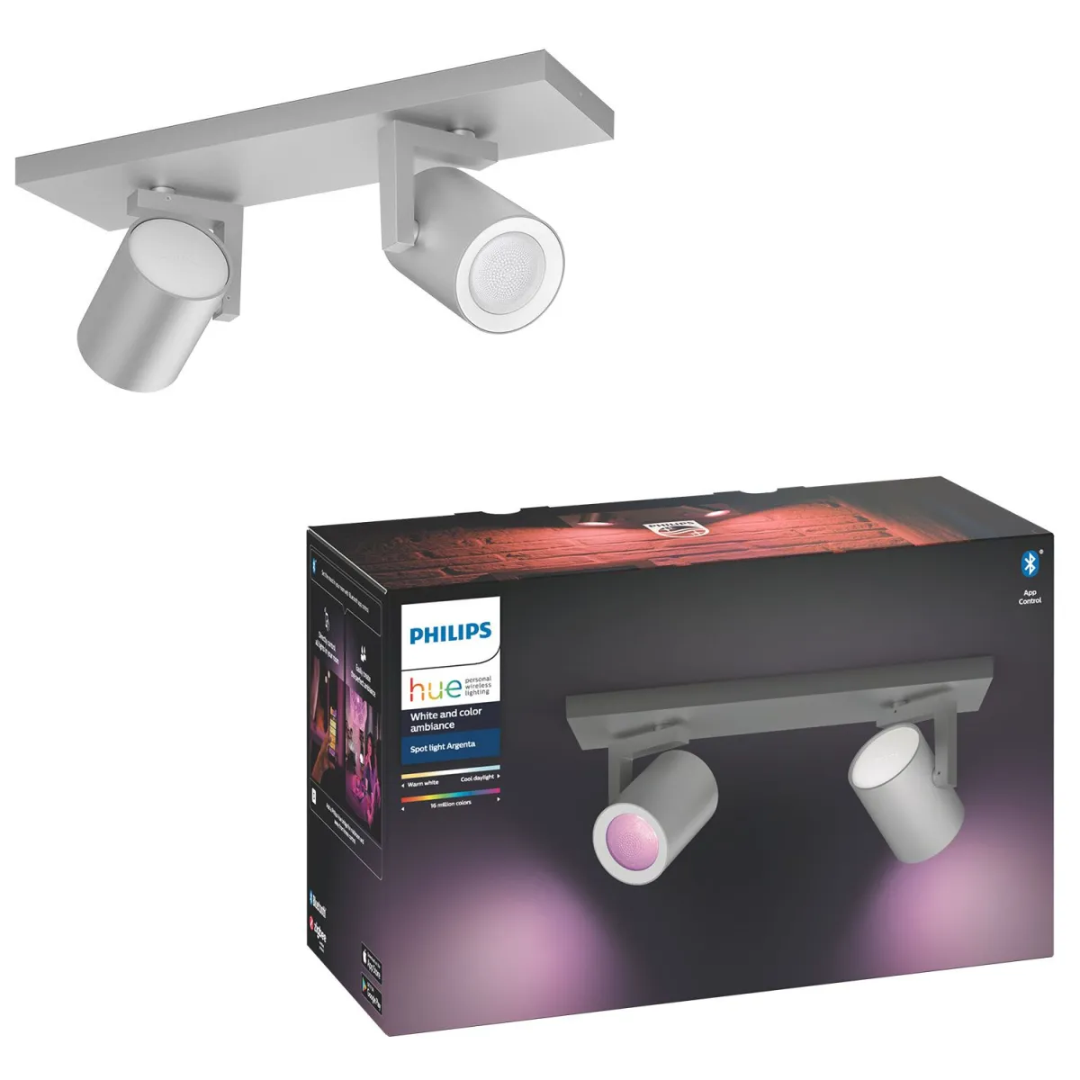 Philips Hue Argenta Double Spotlight Aluminium