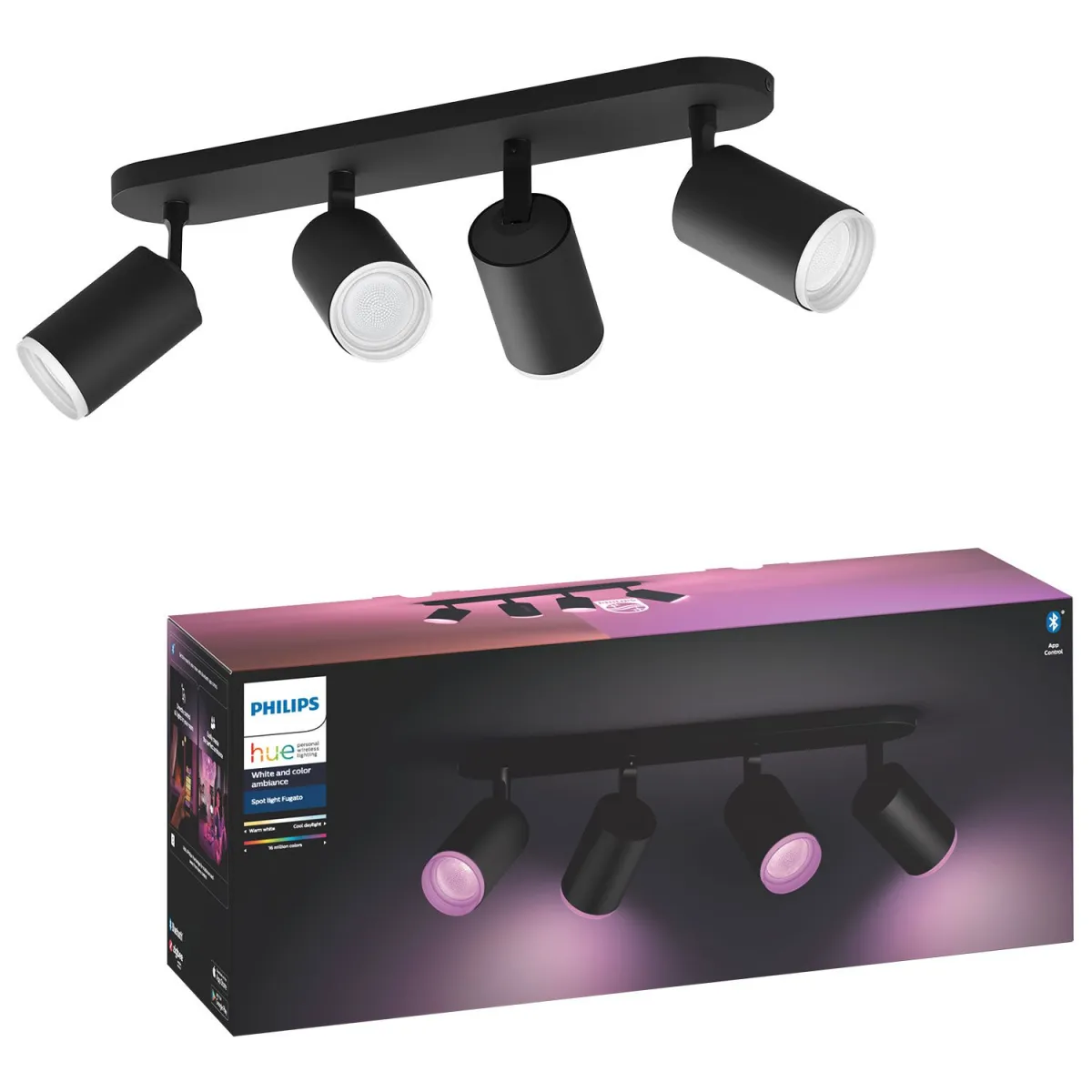 Philips Hue Fugato Quadruple Spotlight Black