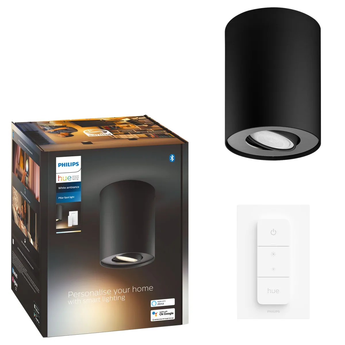 Philips Pillar Hue single spot black 1x5W 230V