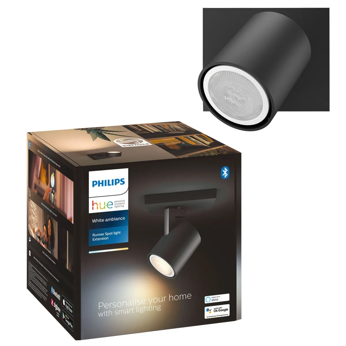 Philips Runner Hue ext. spot single spot black 1