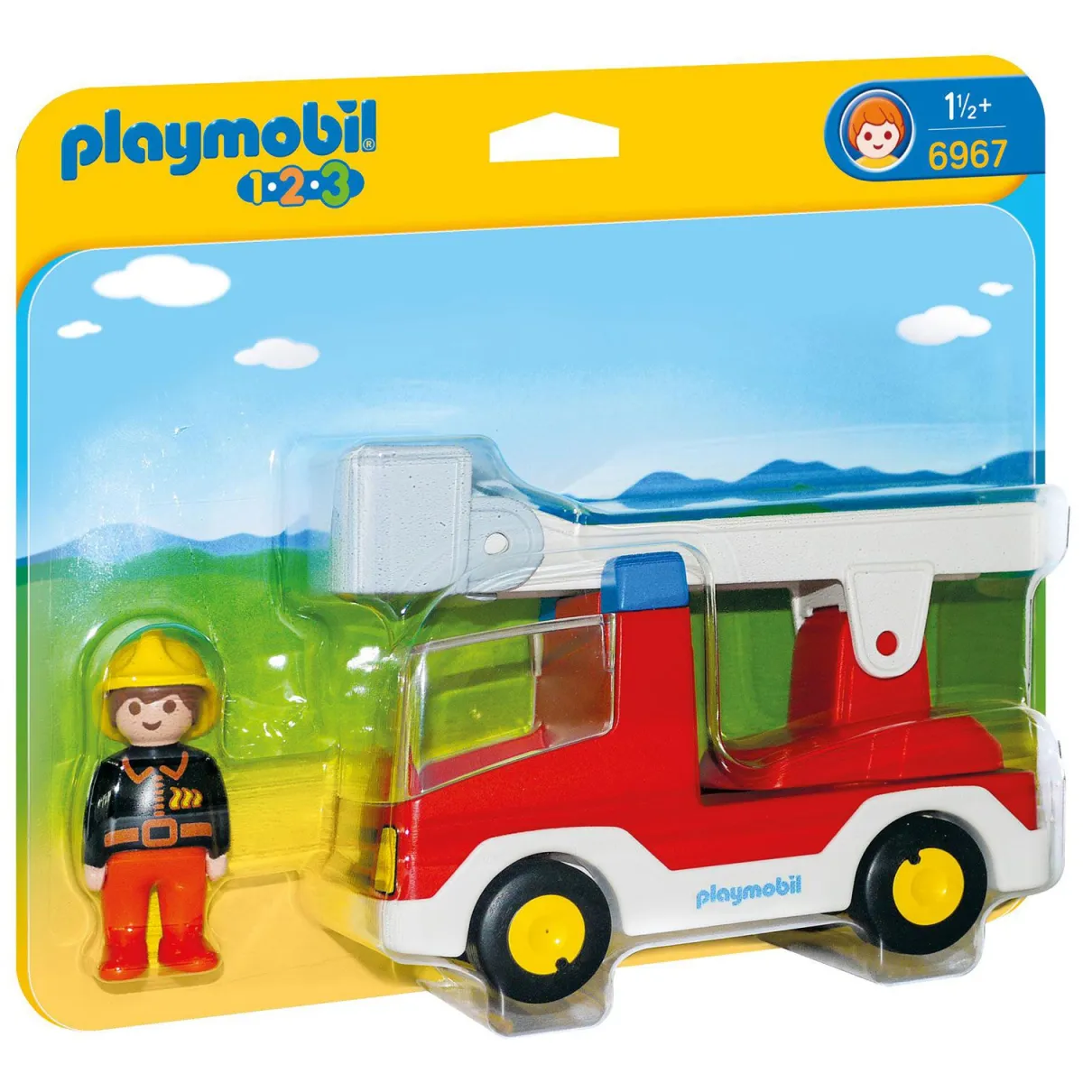 playmobil 1·2·3 Πυροσβέστης Με Κλιμακοφόρο Όχημα 6967