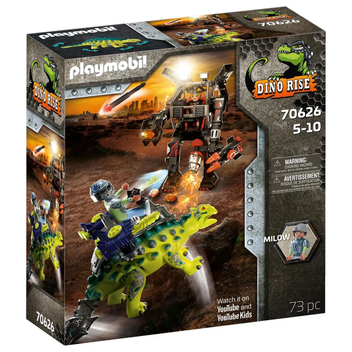 playmobil Dino Rise Αγκυλόσαυρος με Μαχητή Εναντίον Ρομπότ 70626