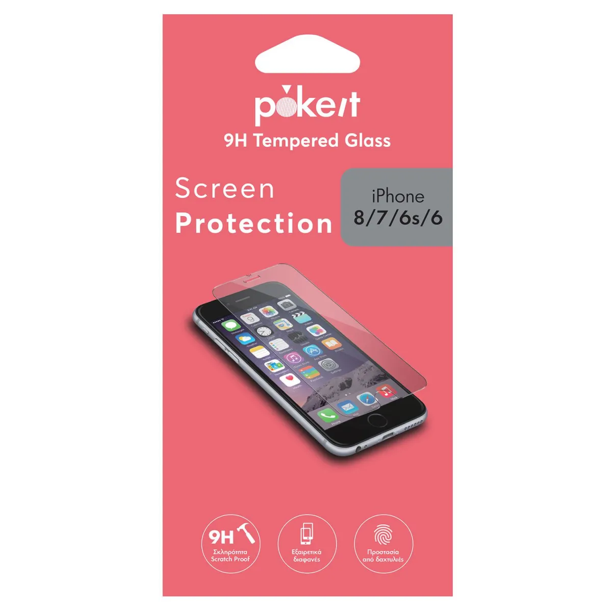 pokeit Γυαλί Προστασίας Tempered για iPhone 8/7/6s/6