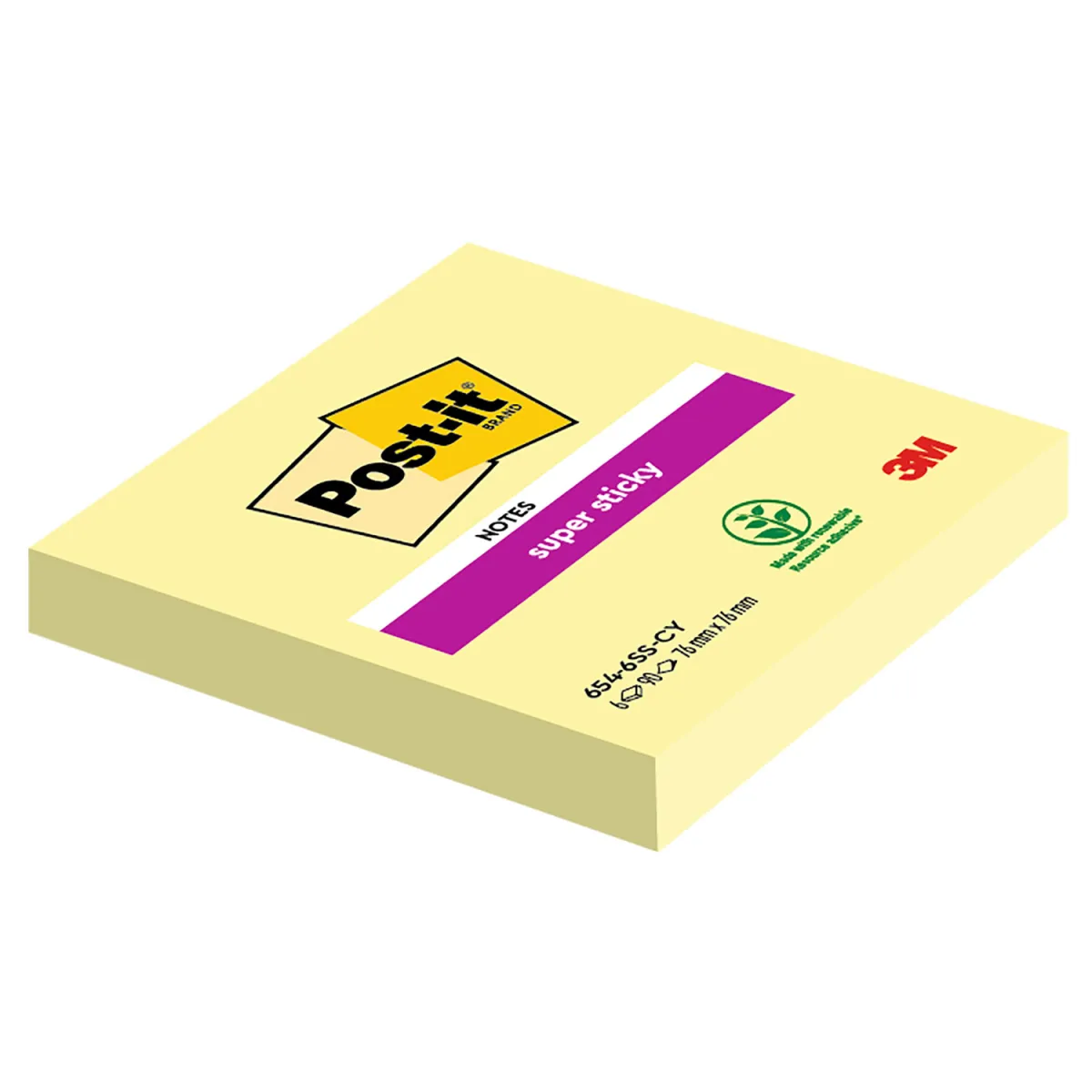 Post-it Αυτοκόλλητα Χαρτάκια Super Sticky 654-6SS-CY 76x76mm