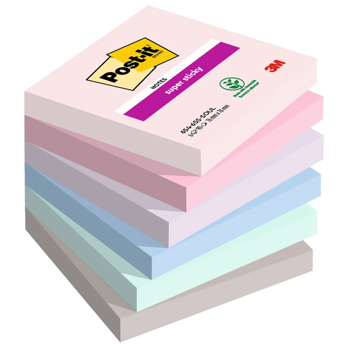 Post-it Αυτοκόλλητα Χαρτάκια Super Sticky 654-6SS-SOUL 76x76mm 450φύλλα