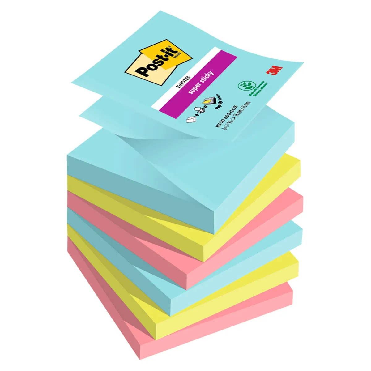 Post-it Αυτοκόλλητα Χαρτάκια Super Sticky Z-Notes R330-6SS-COS 76x76mm 540φύλλα
