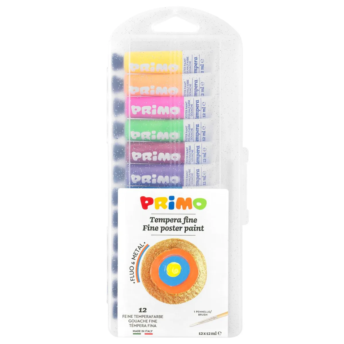 Primo Τέμπερες Fluo & Metallic 12ml - 12τεμ.