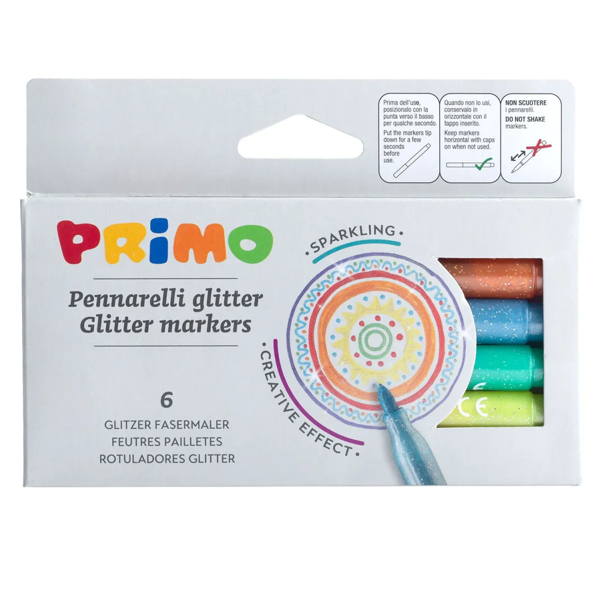 Primo Μαρκαδόροι Ζωγραφικής Glitter 6τεμ.