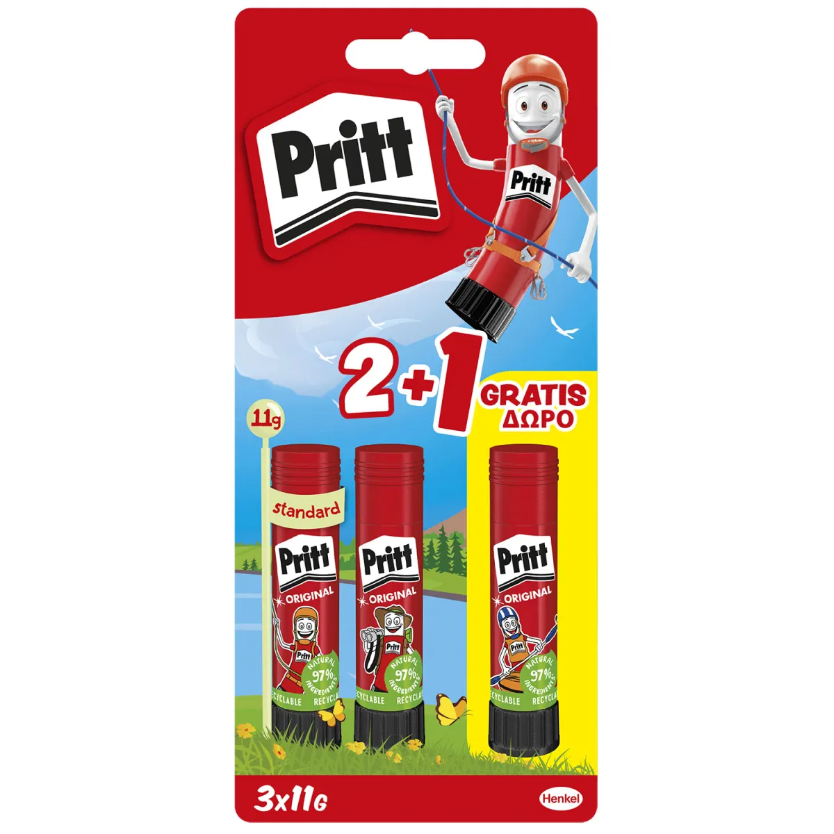 Pritt Κόλλα Stick 11gr (2+1)