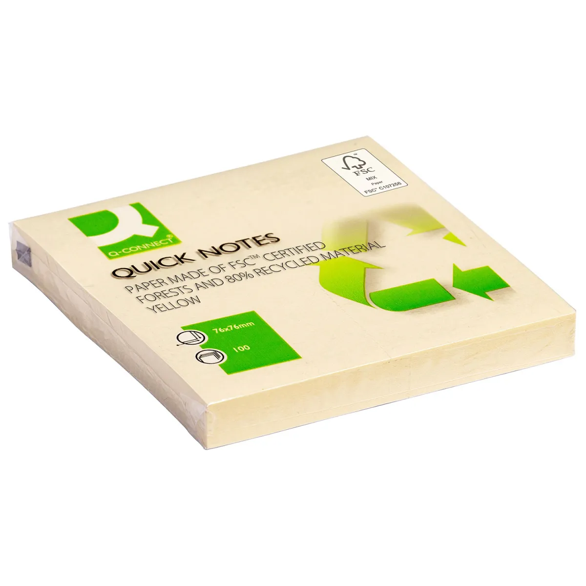 Q-Connect Αυτοκόλλητα Χαρτάκια Ανακυκλωμένα 76X76mm 100φύλλα