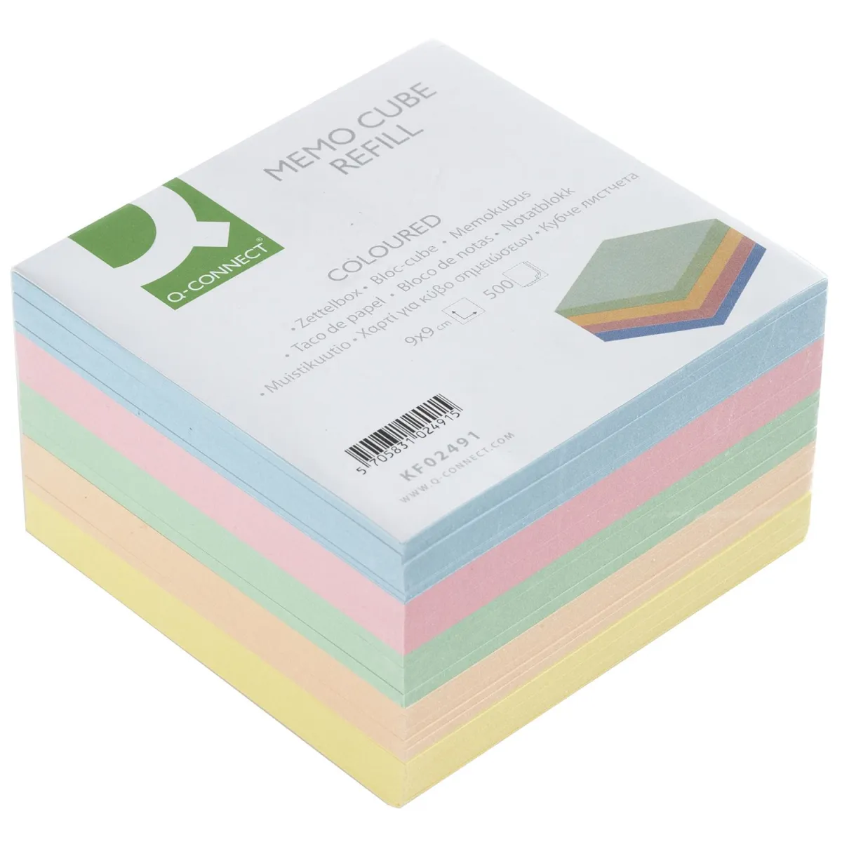 Q-Connect Πολύχρωμα Χαρτάκια Σημειώσεων 90x90mm 500φύλλα
