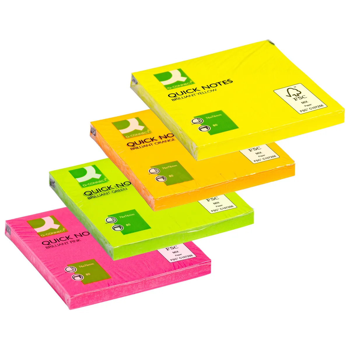 Q-Connect Αυτοκόλλητα Χαρτάκια Brilliant 76X76mm 80φύλλα