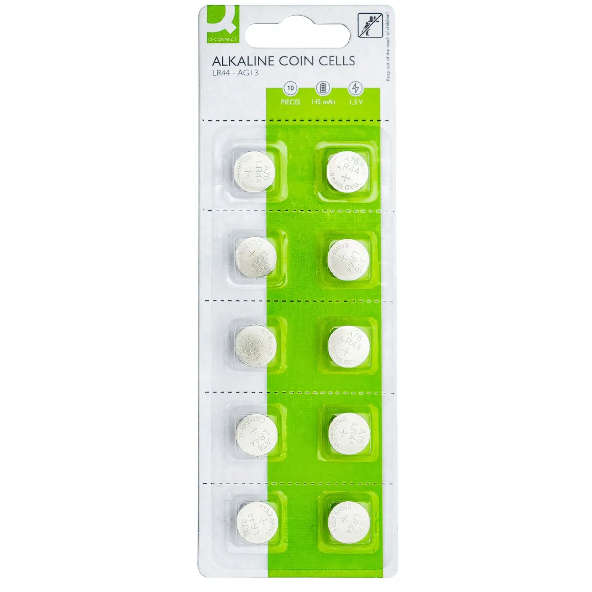 Q-Connect Μπαταρίες Αλκαλικές LR44 (10 τεμ.)