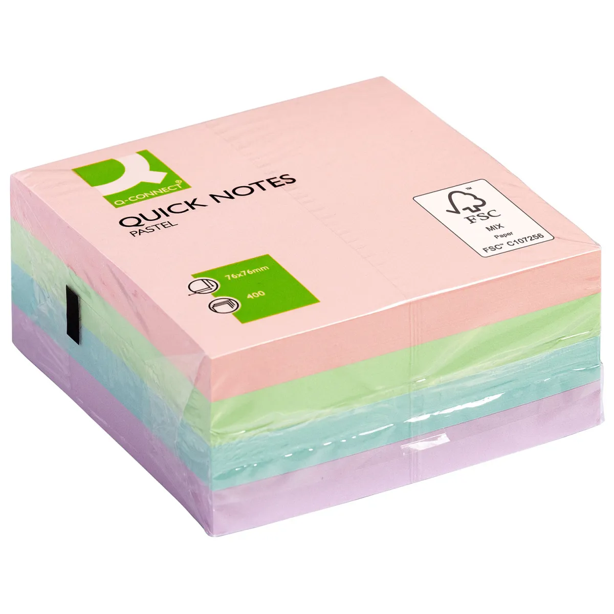 Q-Connect Αυτοκόλλητα Χαρτάκια Pastel 76X76mm 400φύλλα