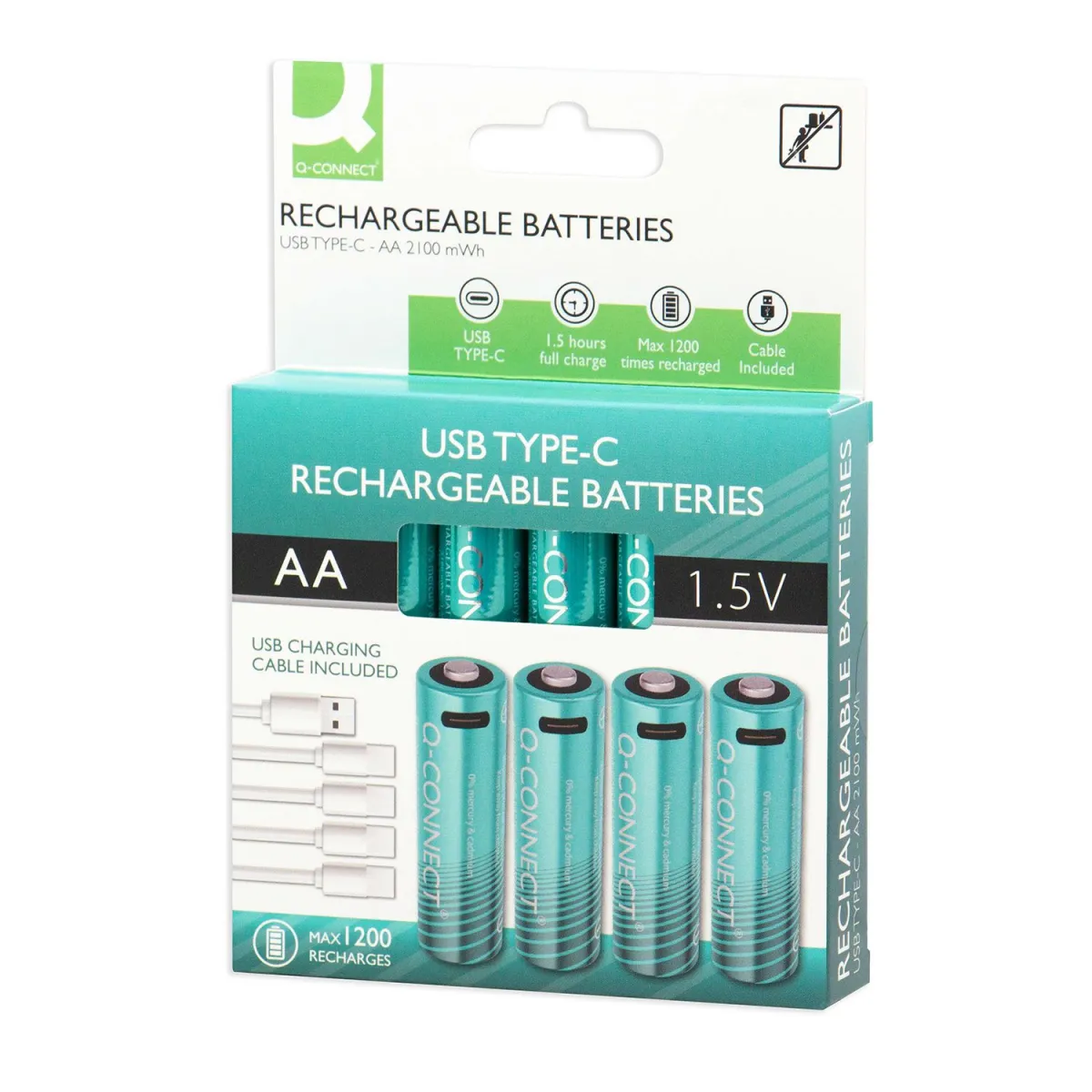 Q-Connect Μπαταρίες Επαναφορτιζόμενες USB-C AA (4 τεμ.)