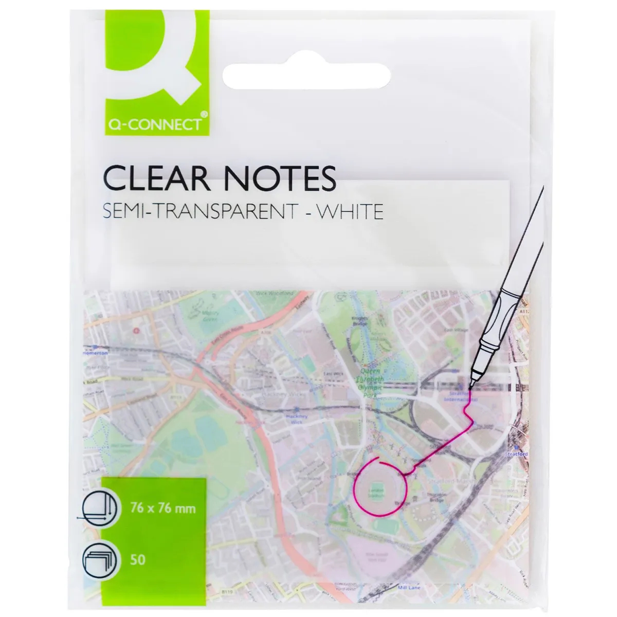 Q-Connect Αυτοκόλλητα Χαρτάκια Διαφανή White 76x76mm
