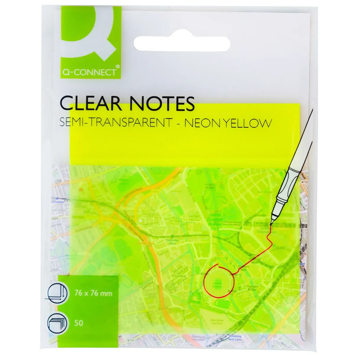 Q-Connect Αυτοκόλλητα Χαρτάκια Διαφανή Yellow 76x76mm