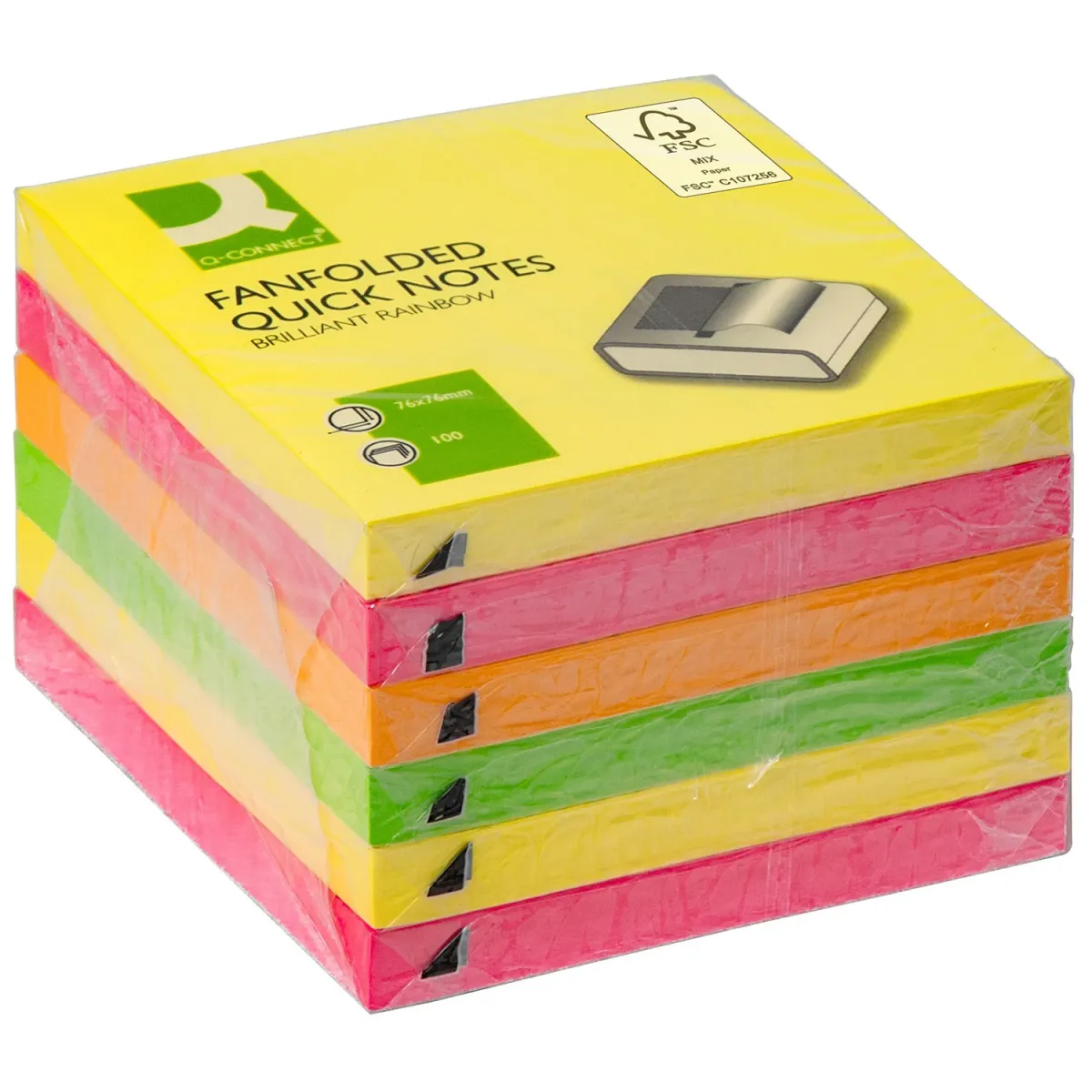 Q-Connect Αυτκόλλητα Χαρτάκια Z Notes 76X76mm Rainbow 600φύλλα