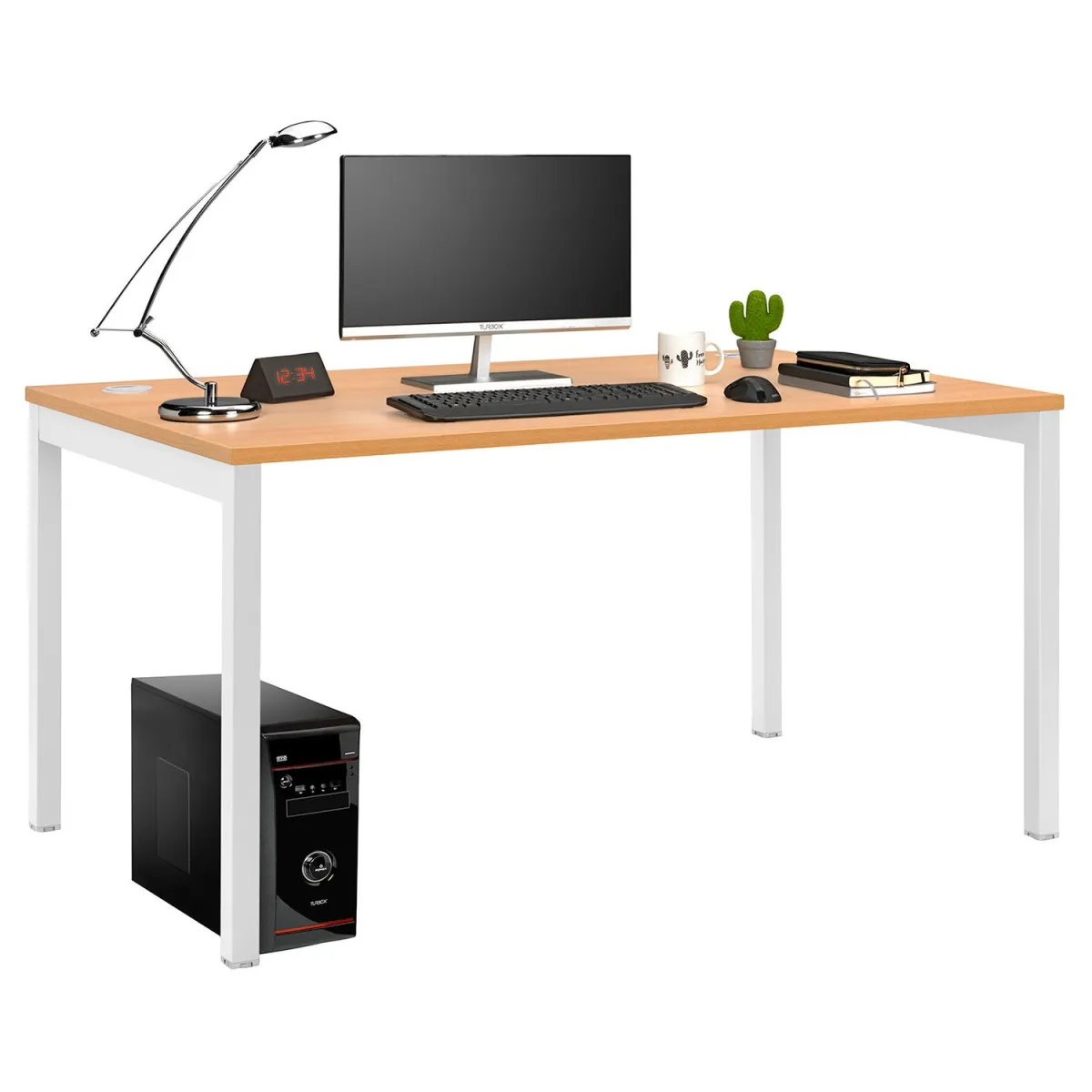 Quadrifoglio Γραφείο Column Beech (Λευκός Σκελετός) 160x80 cm