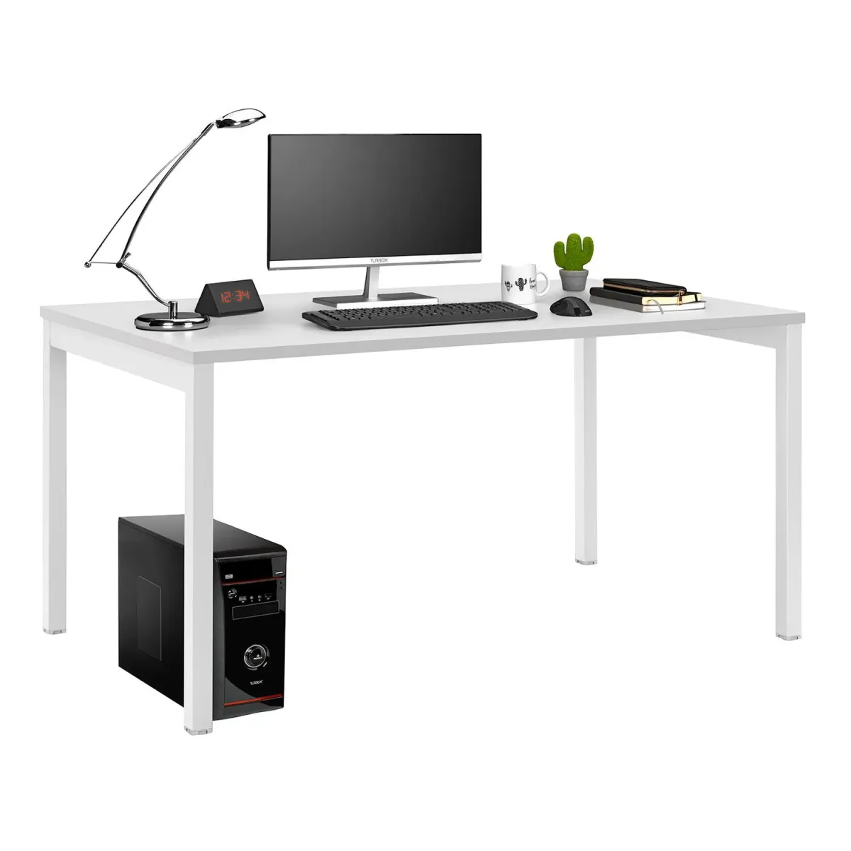 Quadrifoglio Γραφείο Column Grey (Λευκός Σκελετός) 160x80 cm