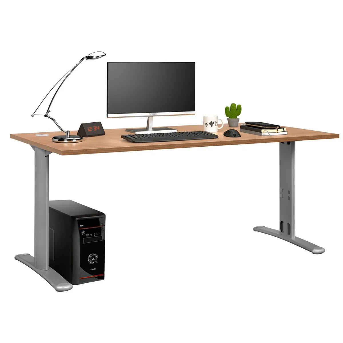Quadrifoglio Γραφείο Exe Walnut (Γκρι Σκελετός) 160x80 cm