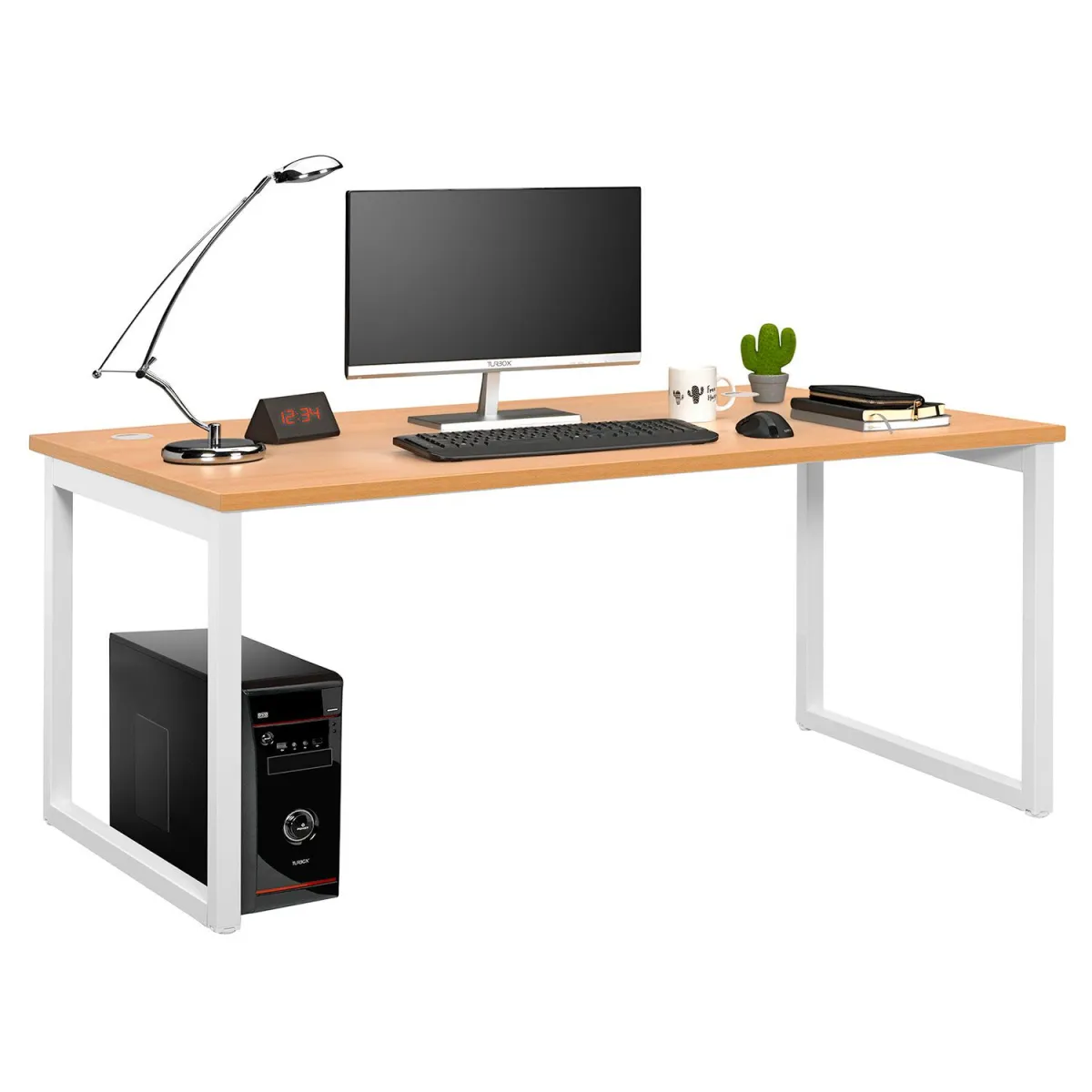 Quadrifoglio Γραφείο Industrial Beech (Λευκός Σκελετός) 160x80 cm